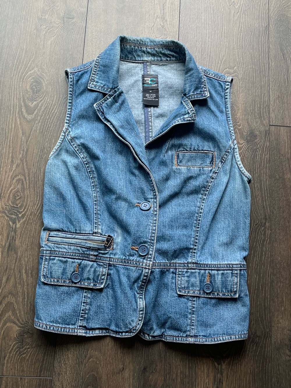 French Cuff Button Down Denim Vest